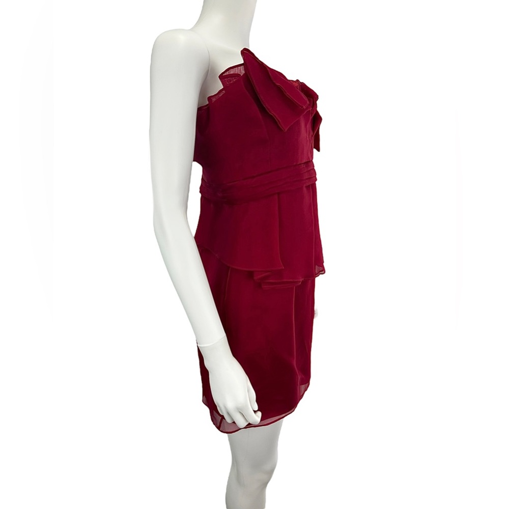 A.B.S. 100% Silk Red Strapless Cocktail Dress, NWT E0230 - Picture 3 of 13